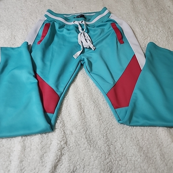 SCREENSHOT Men's Slim Fit Track Pants Colorblock Turquoise Pink Size Large - Picture 2 of 10
